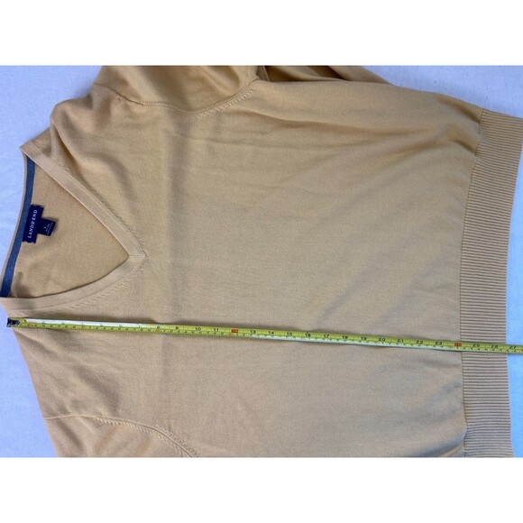 EUC Lands' End V-Neck Long Sleeve Sweater Men Large 42-44 Yellow Preppy Cotton - Picture 8 of 9